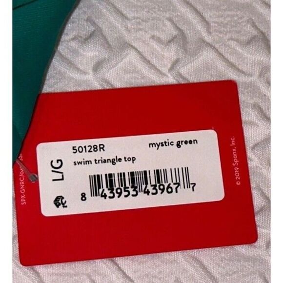 Spanx Women Sz Large Triangle Bikini Swim Top Mystic Green - Picture 7 of 9